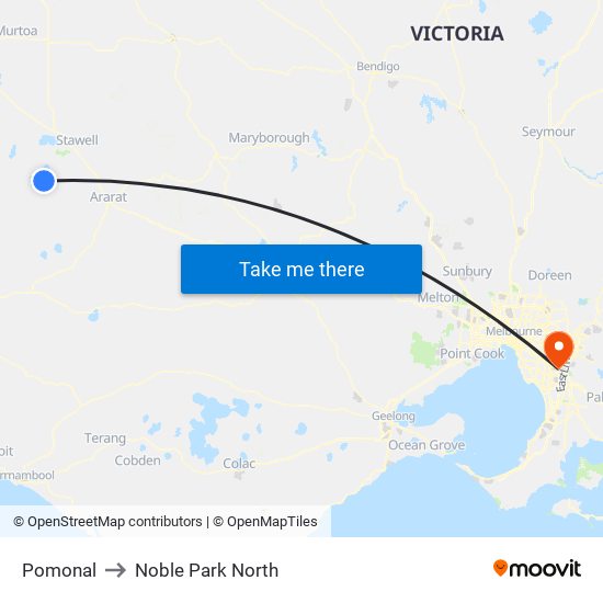 Pomonal to Noble Park North map