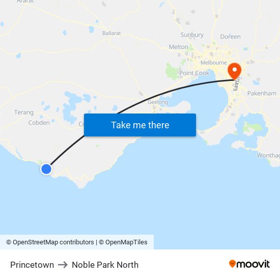 Princetown to Noble Park North map