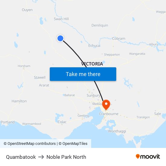 Quambatook to Noble Park North map