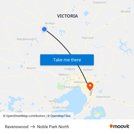 Ravenswood to Noble Park North map