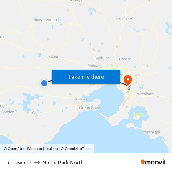 Rokewood to Noble Park North map