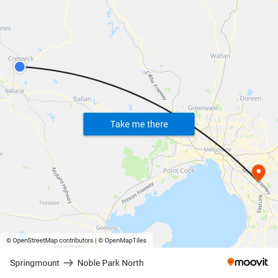 Springmount to Noble Park North map