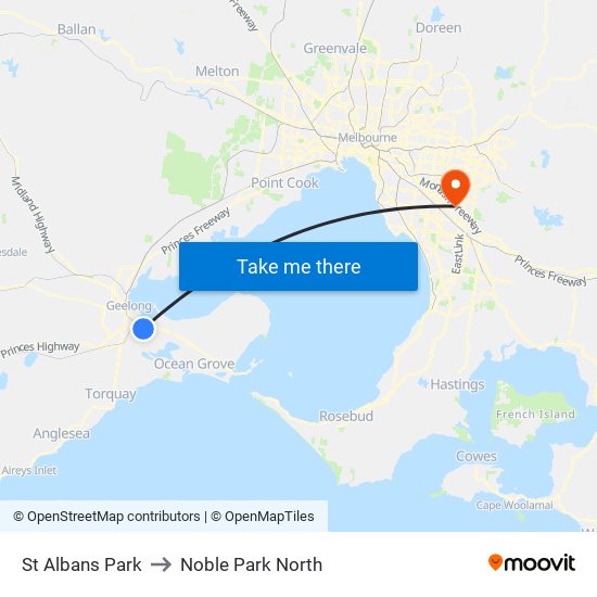 St Albans Park to Noble Park North map