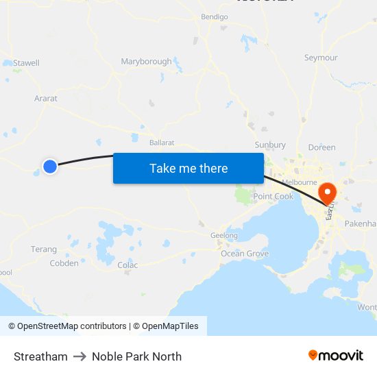 Streatham to Noble Park North map