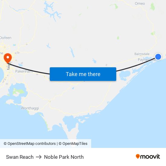 Swan Reach to Noble Park North map