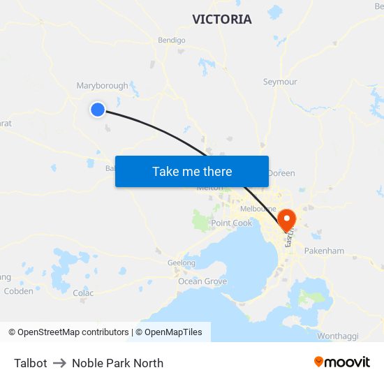 Talbot to Noble Park North map