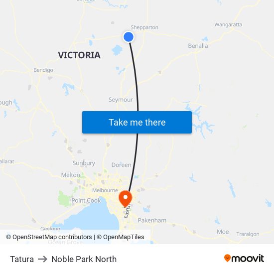 Tatura to Noble Park North map