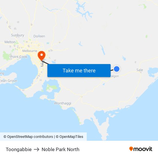 Toongabbie to Noble Park North map