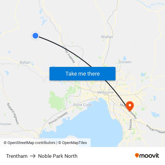 Trentham to Noble Park North map