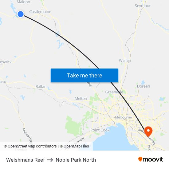 Welshmans Reef to Noble Park North map