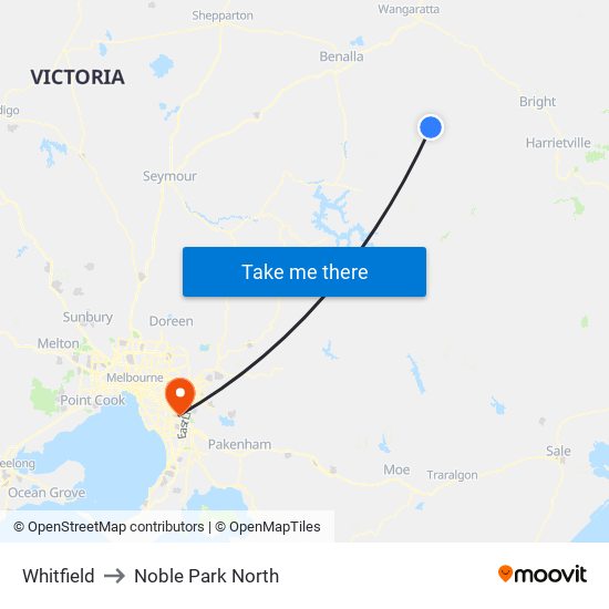Whitfield to Noble Park North map