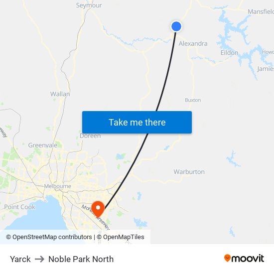 Yarck to Noble Park North map