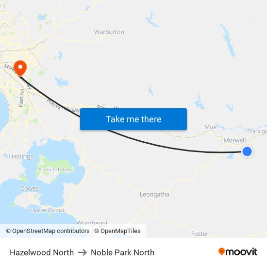 Hazelwood North to Noble Park North map