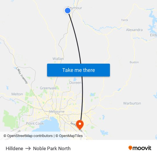 Hilldene to Noble Park North map