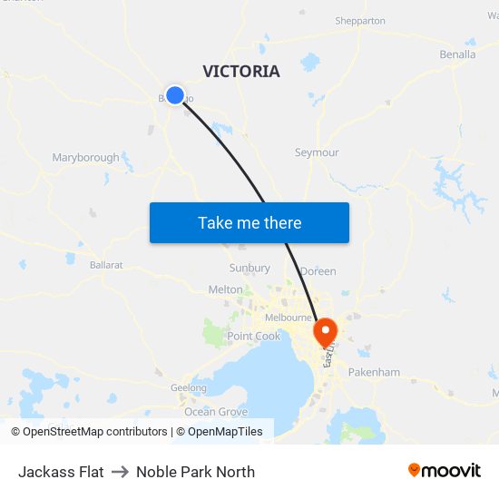 Jackass Flat to Noble Park North map