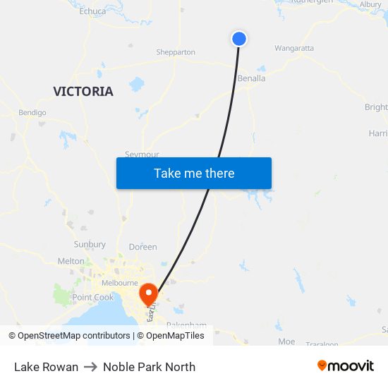 Lake Rowan to Noble Park North map