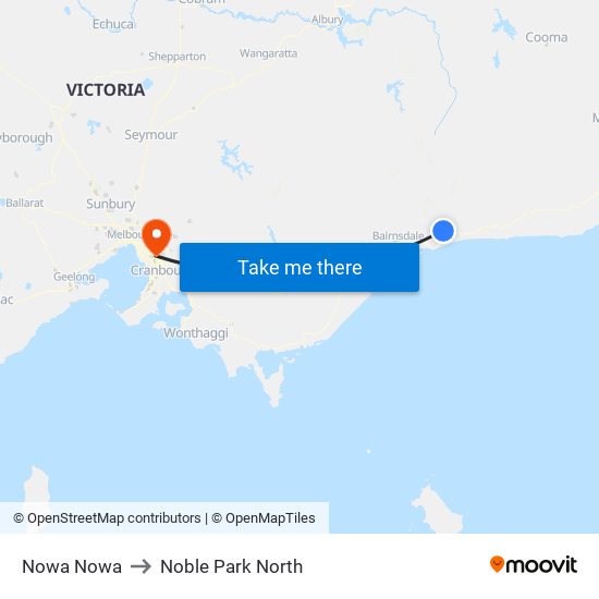 Nowa Nowa to Noble Park North map