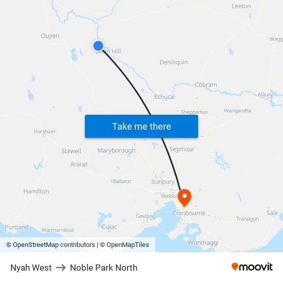 Nyah West to Noble Park North map