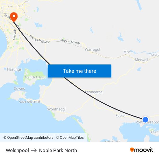 Welshpool to Noble Park North map