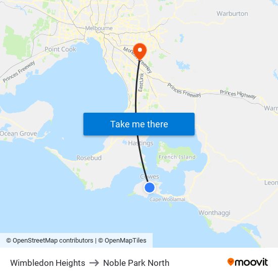 Wimbledon Heights to Noble Park North map