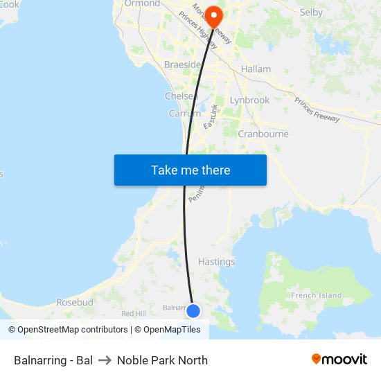 Balnarring - Bal to Noble Park North map