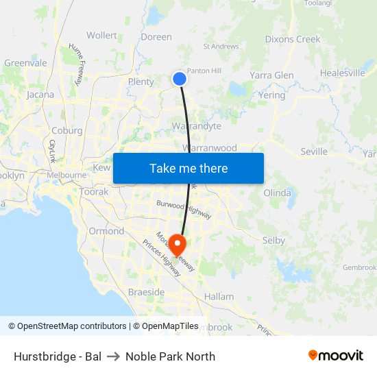 Hurstbridge - Bal to Noble Park North map