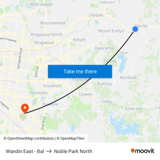 Wandin East - Bal to Noble Park North map