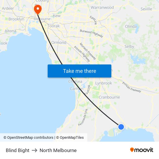 Blind Bight to North Melbourne map