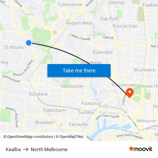 Kealba to North Melbourne map