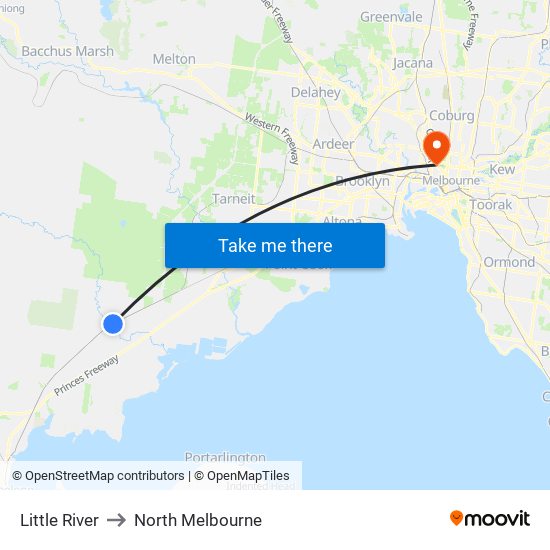 Little River to North Melbourne map