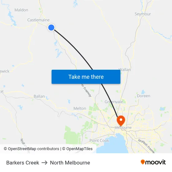 Barkers Creek to North Melbourne map