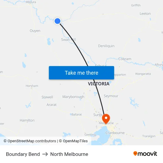 Boundary Bend to North Melbourne map