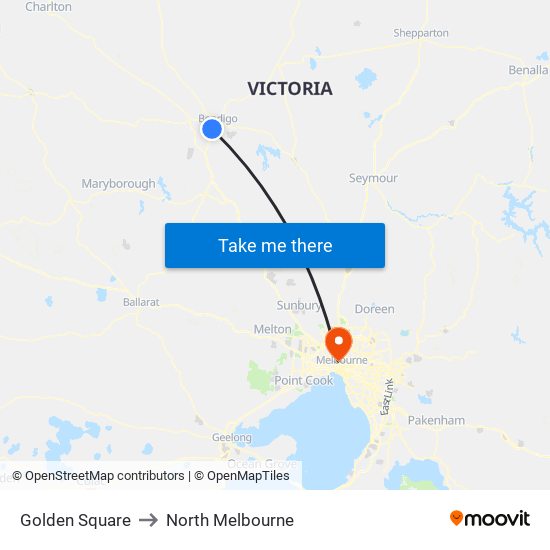 Golden Square to North Melbourne map