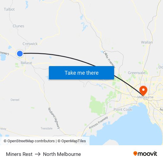 Miners Rest to North Melbourne map