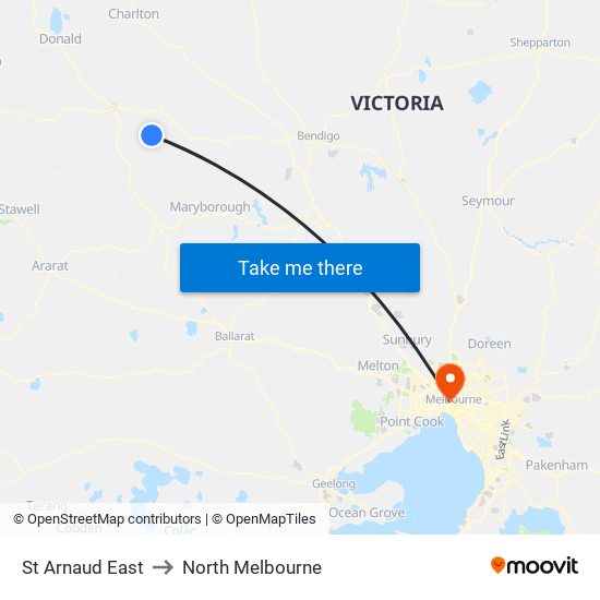 St Arnaud East to North Melbourne map