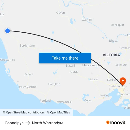 Coonalpyn to North Warrandyte map