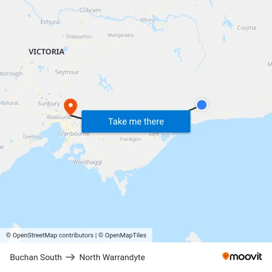 Buchan South to North Warrandyte map