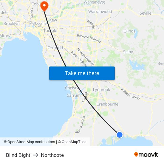Blind Bight to Northcote map