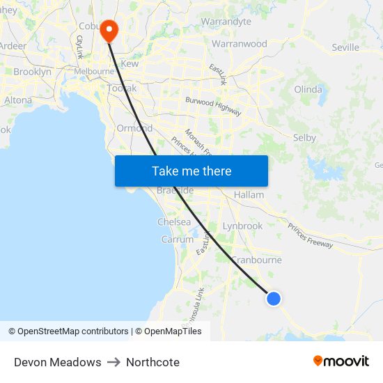 Devon Meadows to Northcote map
