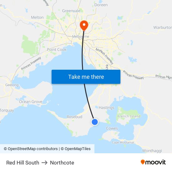 Red Hill South to Northcote map