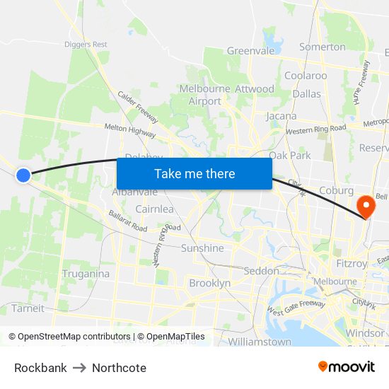 Rockbank to Northcote map