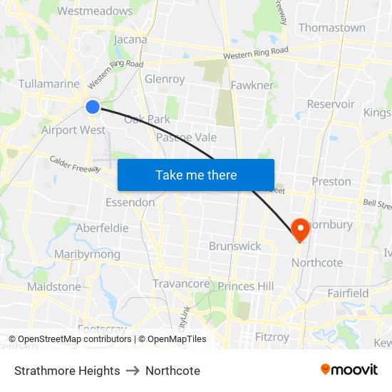 Strathmore Heights to Northcote map