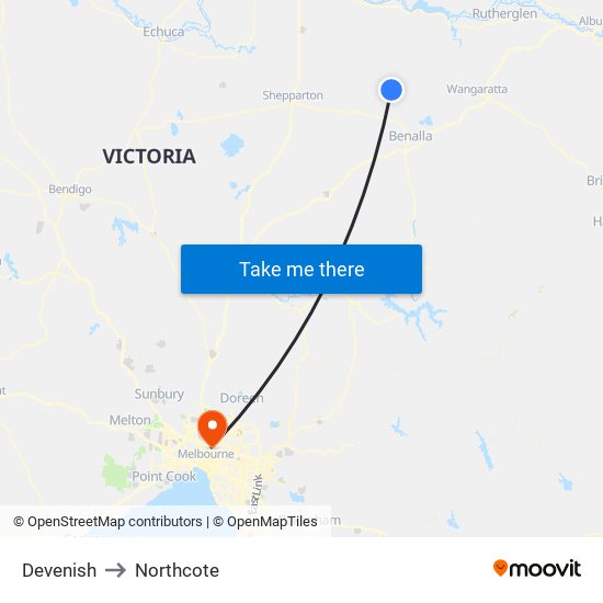 Devenish to Northcote map