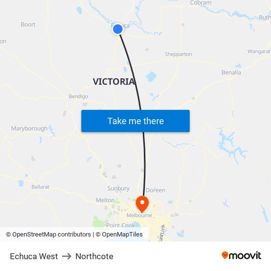 Echuca West to Northcote map