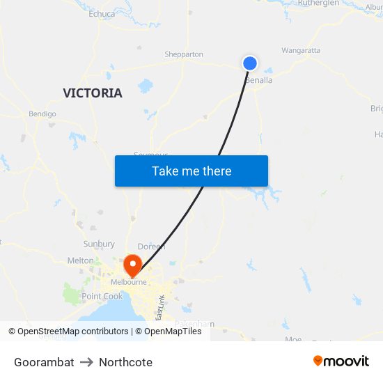 Goorambat to Northcote map