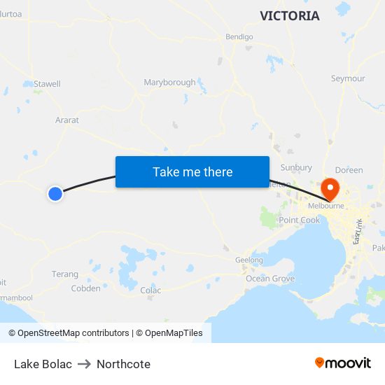 Lake Bolac to Northcote map