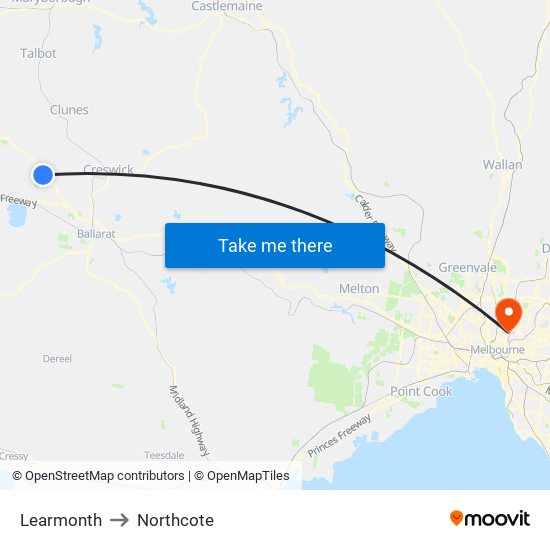 Learmonth to Northcote map