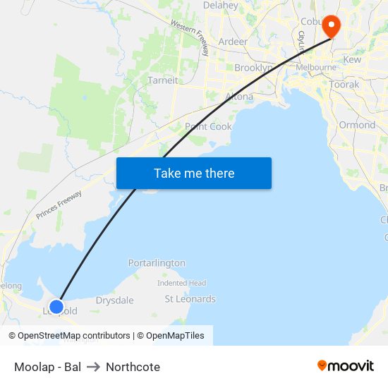 Moolap - Bal to Northcote map