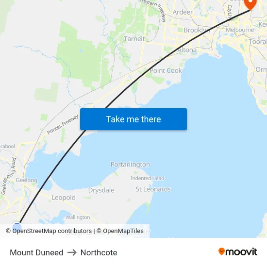 Mount Duneed to Northcote map