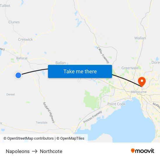 Napoleons to Northcote map